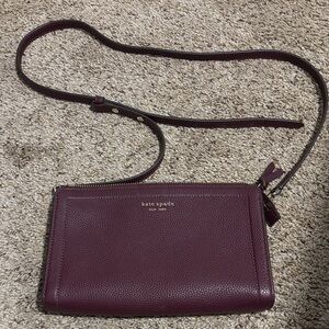 kate spade Plum Pebble Leather Crossbody with Gold Logo